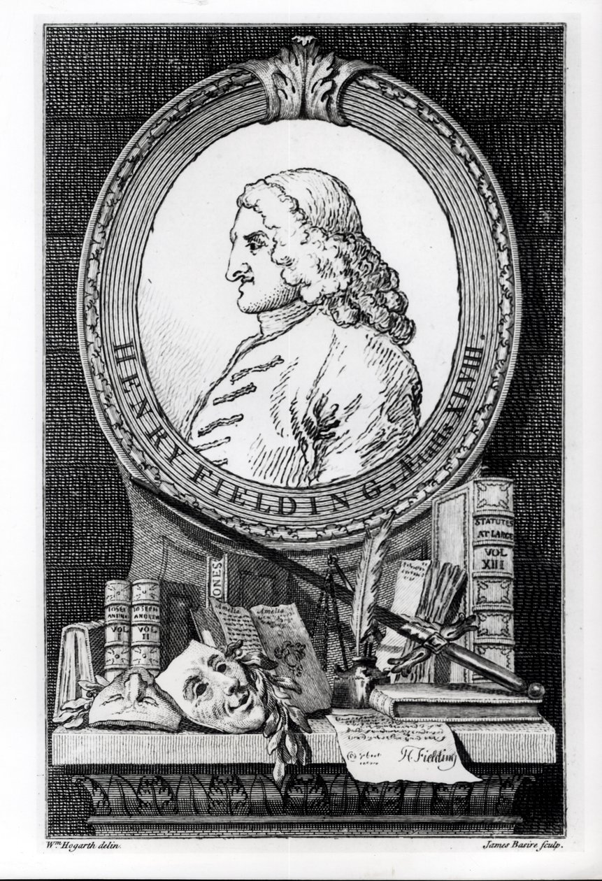 ヘンリーフィールディング（1707〜54年）、48歳で、ジェームズベイズレが彫刻 作： ウィリアム・ホガース