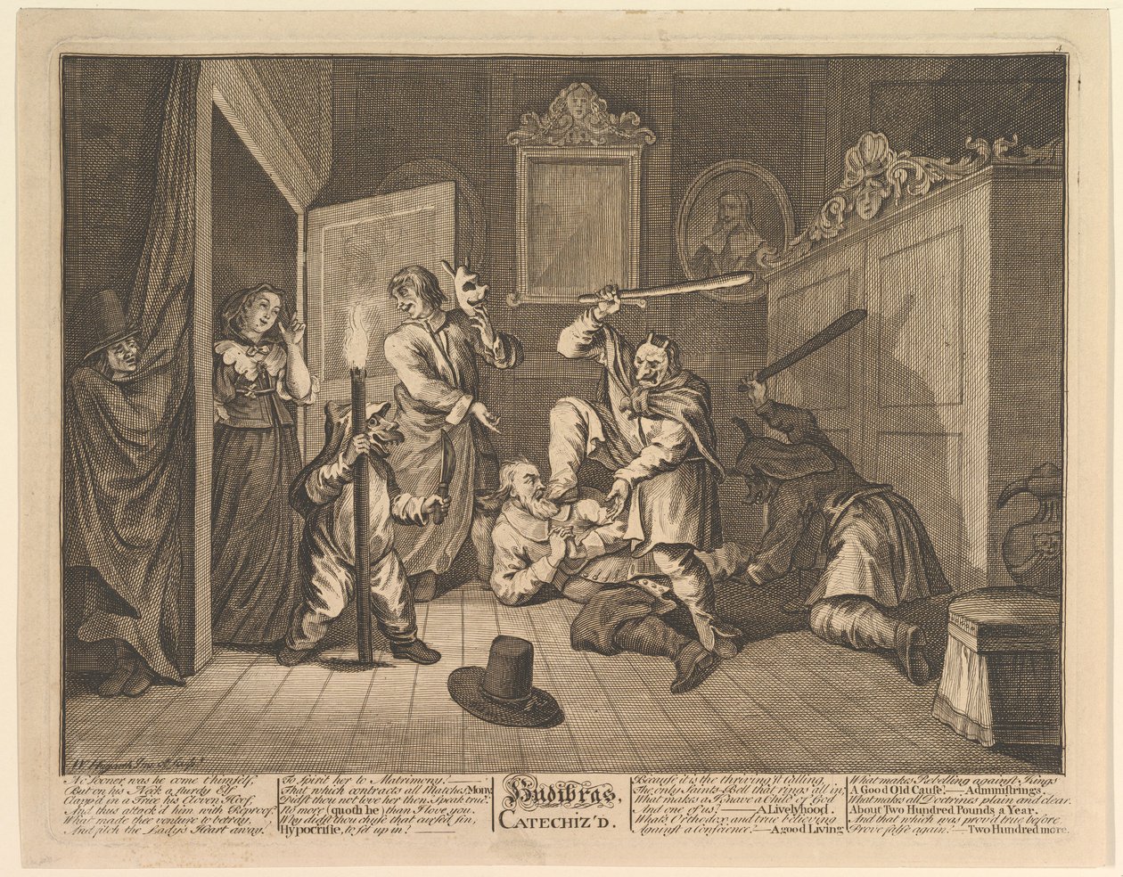 HudibrasはSamuel Butlers Hudibras、プレート9、1725-68のために12枚の大きなイラストを作成しました。 作： ウィリアム・ホガース