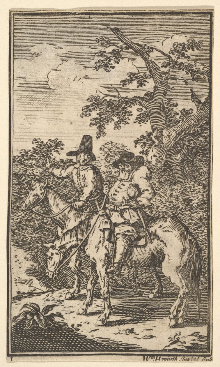 Hudibras Sallying Forthサミュエルバトラーズのための17の小さなイラストHudibras、no ...、1721-26。 作： ウィリアム・ホガース