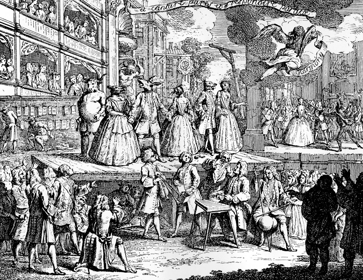 musicksチャームが熱狂的である場合、1730年。 作： ウィリアム・ホガース