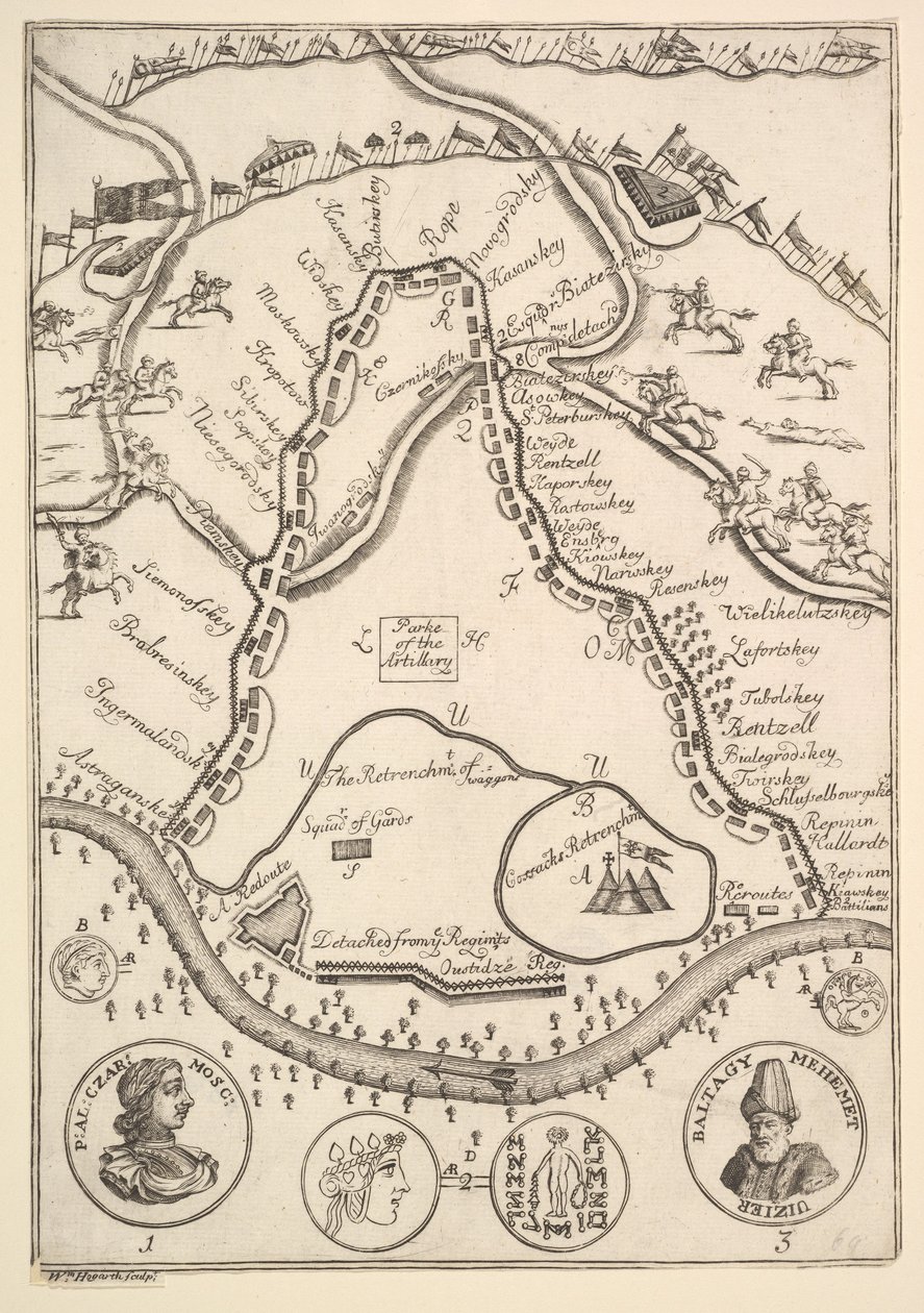Park of of the Artillary Aubry de La Mottrayesはヨーロッパ、アジア、その他の国々を旅します。1723-24。 作： ウィリアム・ホガース