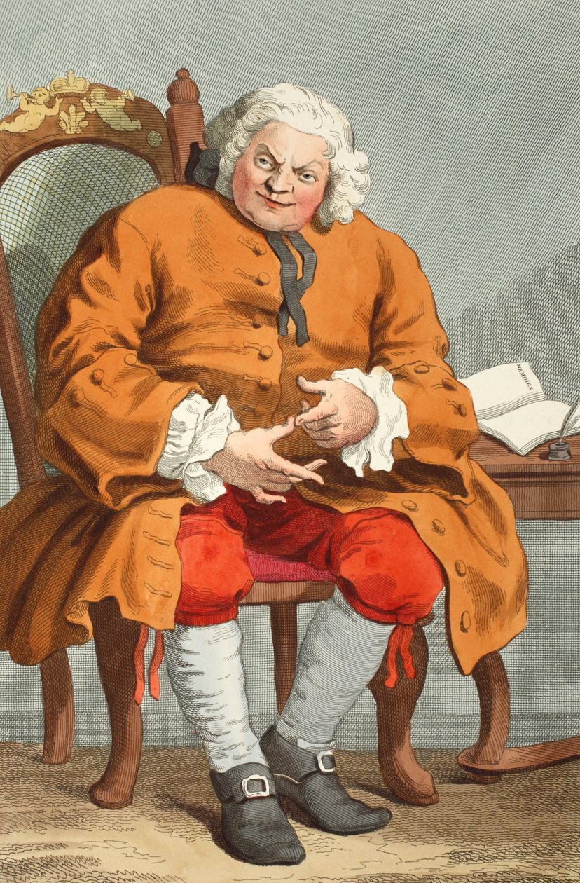 ロバット卿サイモン フレイザーの肖像、1746 年 8 月 25 日、「Hogarth Restored: The Whole Works of the Celebrity William Hogarth, re-engraved by Thomas Cook」のイラスト、パブ。 1812年（手彩色彫刻） 作： ウィリアム・ホガース