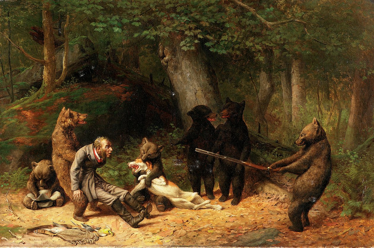 ロシアのラッカー絵画「Охотник」ハンター ハンターのゲームを作る、1880