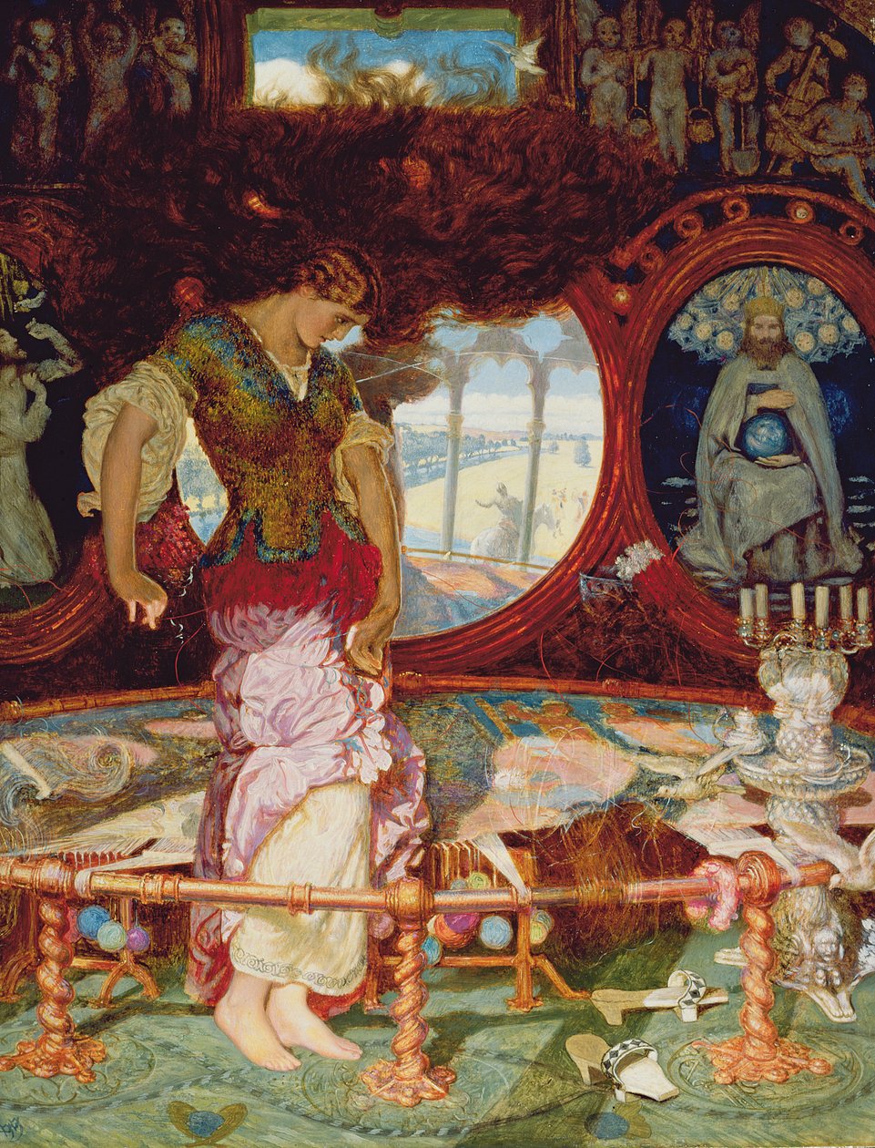 シャロットの女》1886-1905年頃 油彩、パネル（495754も参照 作： ウィリアム・ホルマン・ハント