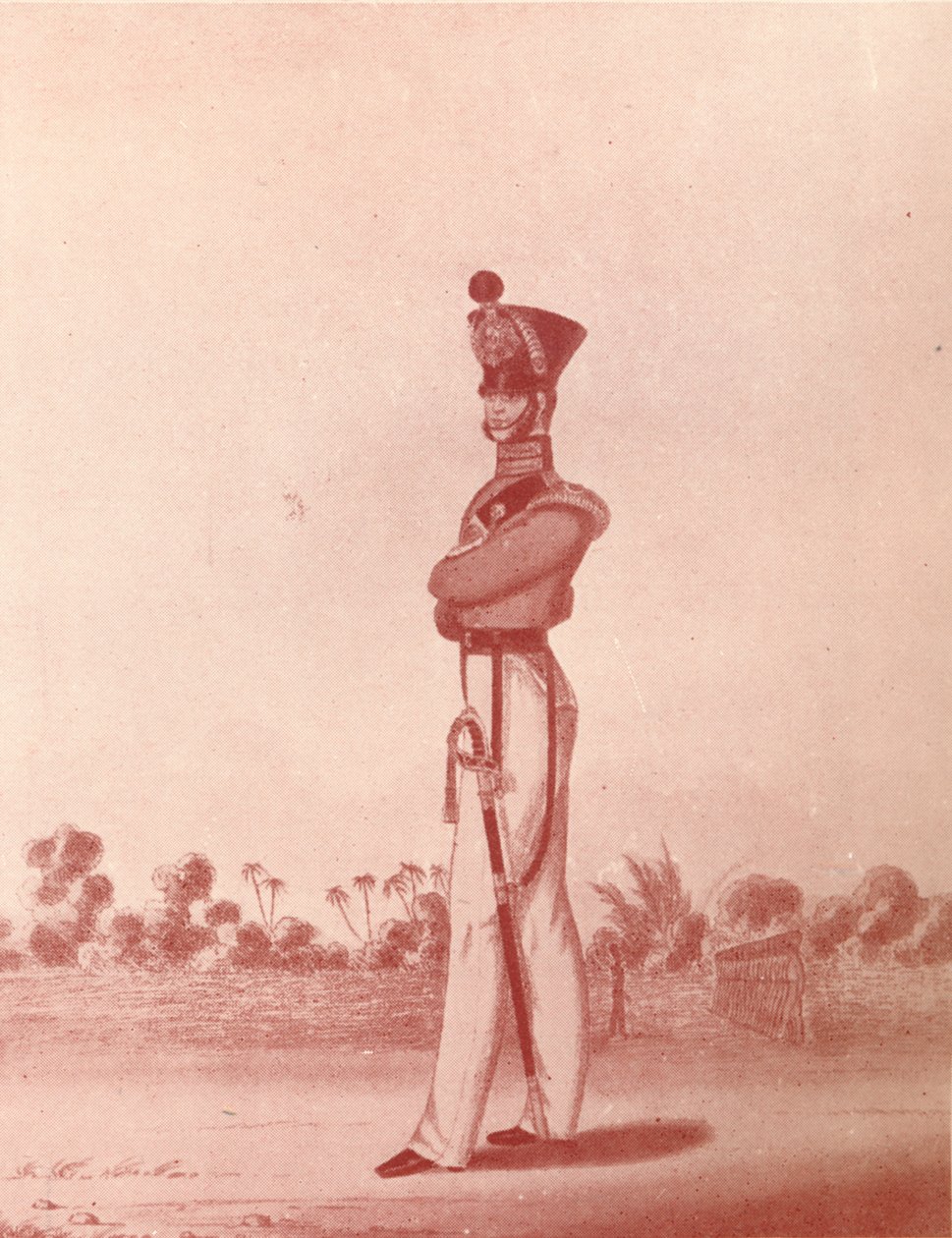 マドラス陸軍軽歩兵の将校、c1837-1843、1909 作： ウィリアム・ハンズリー