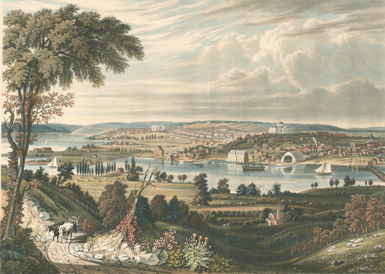 ワシントンの街。From beyond the Navy Yards, published 1834. 作： ウィリアム・ジェームズ・ベネット
