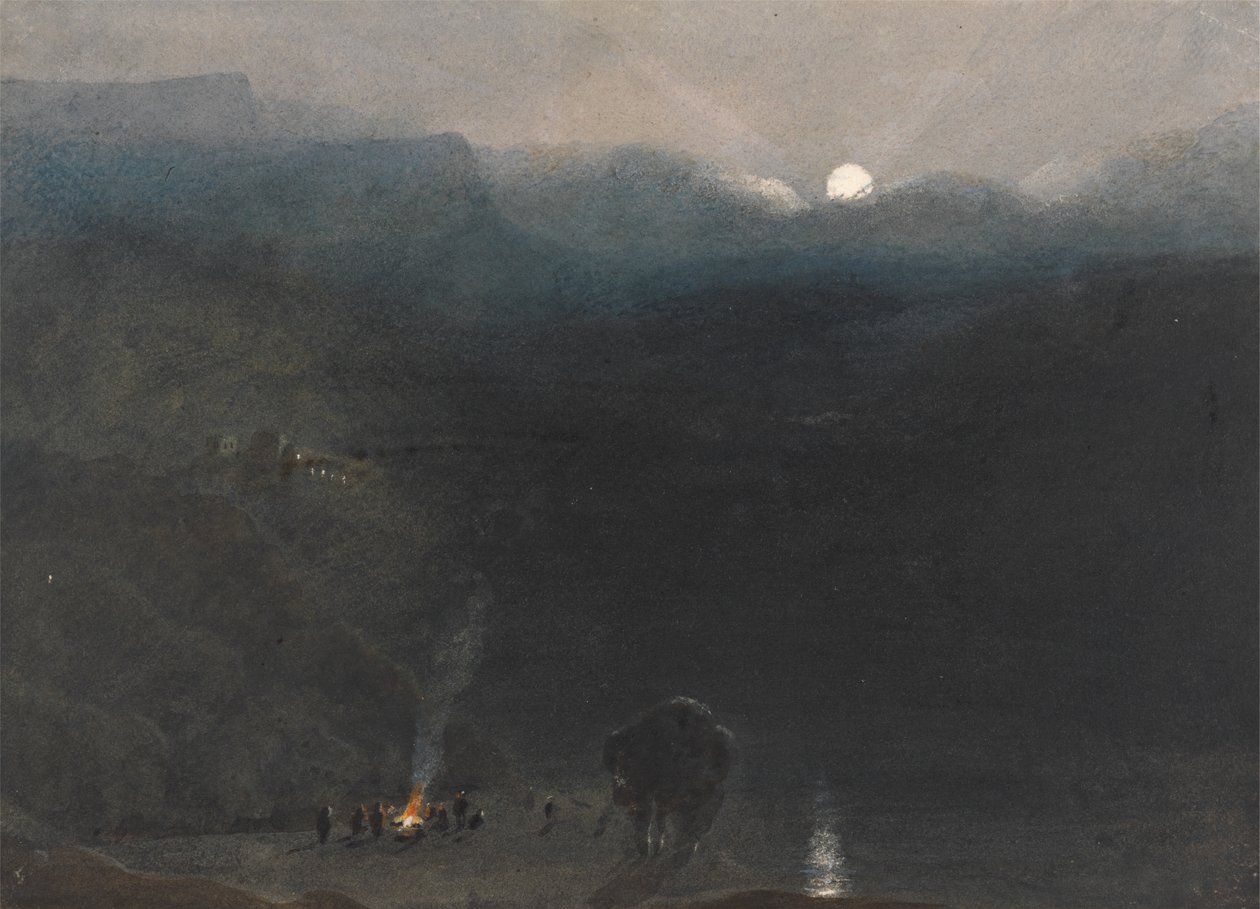 Maurício - luar, com queimadores de carvão no Black River Gorge 作： ウィリアム・ジョン・チェンバレン