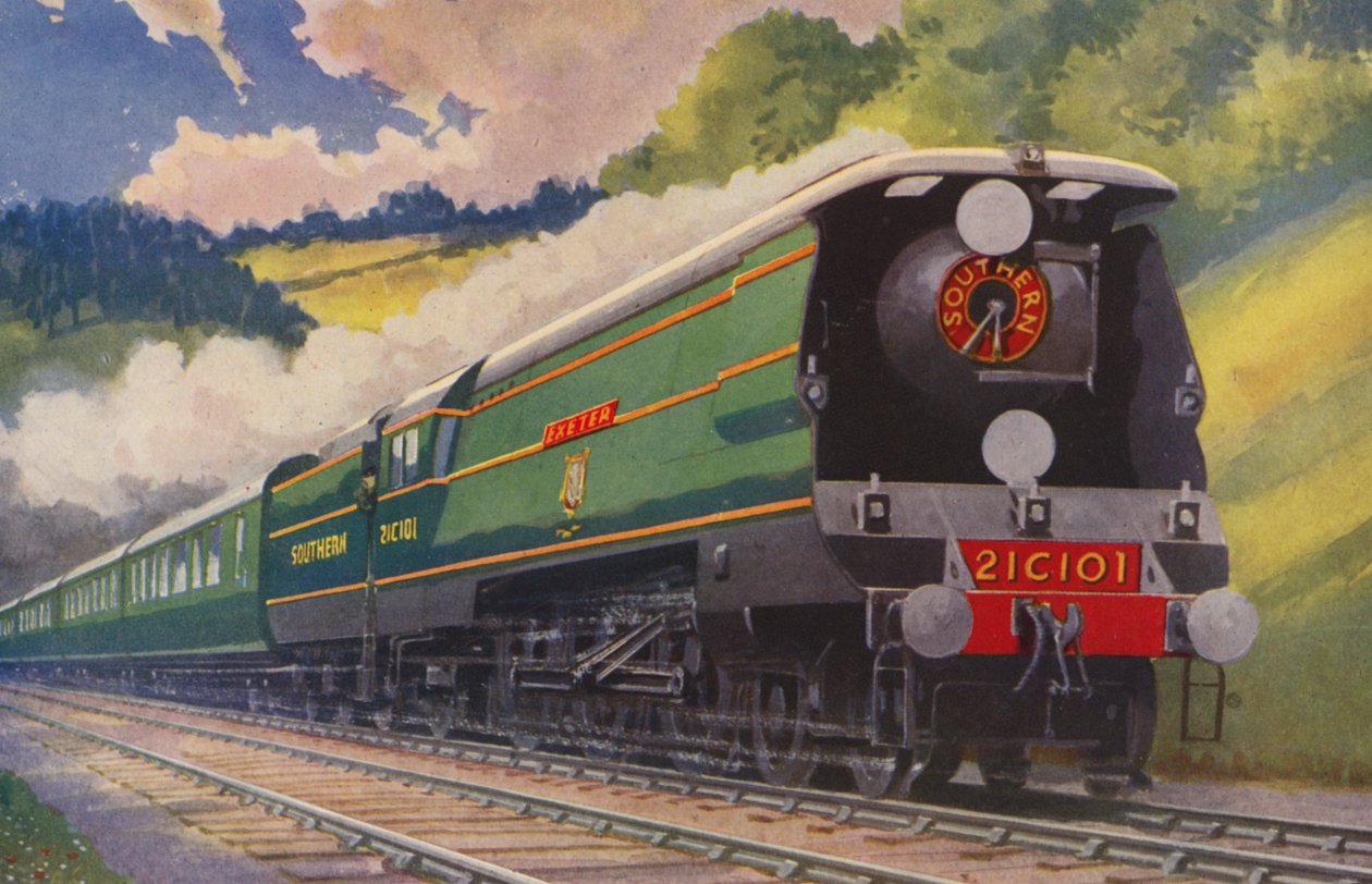 サザン鉄道本線特急（カラーリトグラフ） 作： ウィリアム・ジョン・パットン・マクダウェル