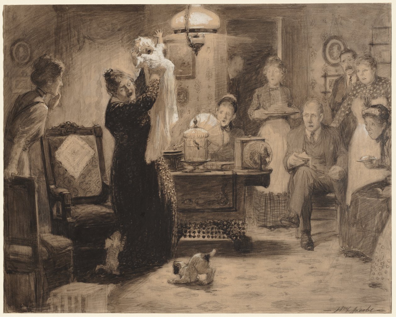 イラストへのスケッチ The Stationary Baby, 1912. 作： ウィリアム・リロイ・ジェイコブス