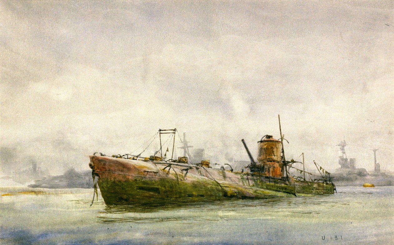 降伏し、浜に浮かぶ潜水艦、ポーツマス 作： ウィリアムライオネルワイリー