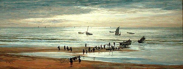 フランス北海岸の浜辺の風景（油彩・キャンバス） 作： ウィリアムライオネルワイリー