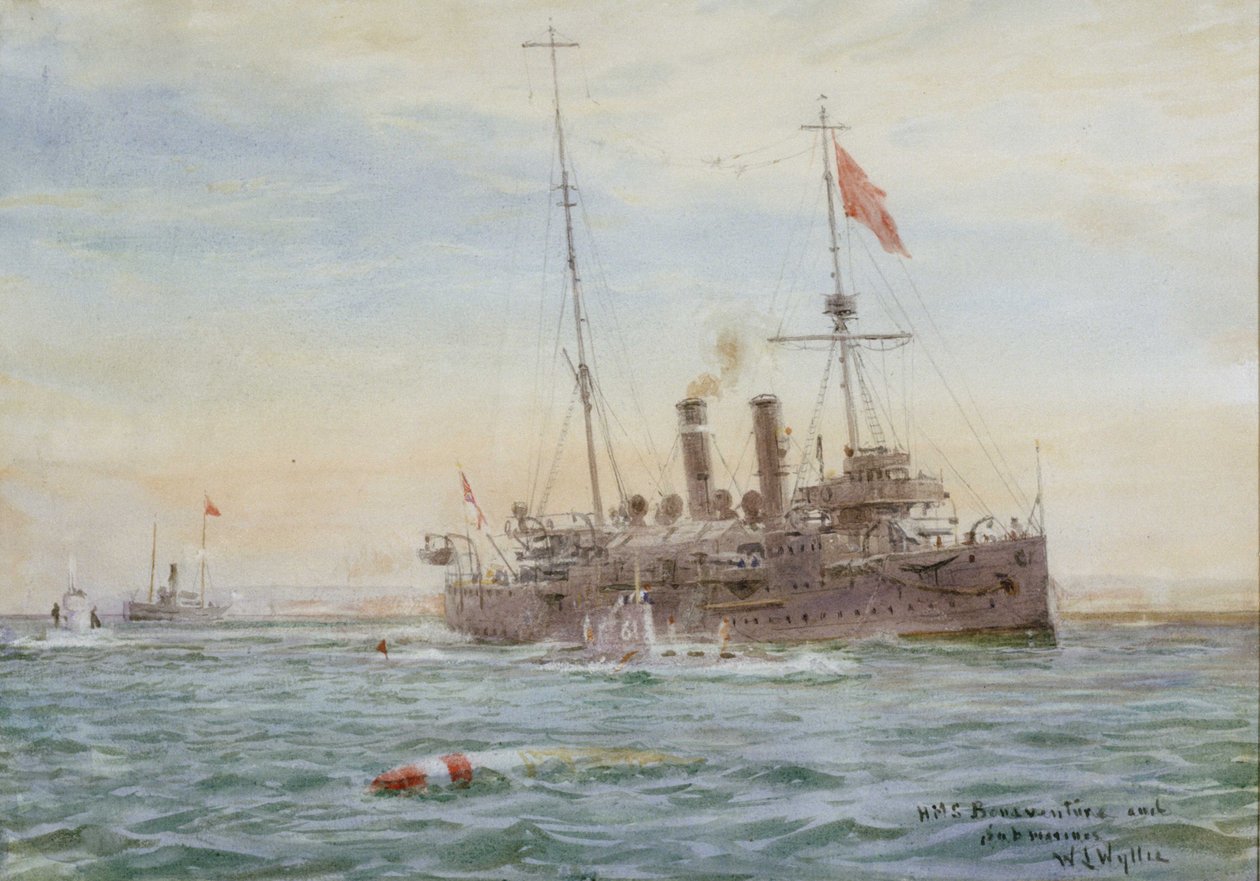 HMSボナベンチャーと潜水艦」 RMG PW2083 作： ウィリアムライオネルワイリー