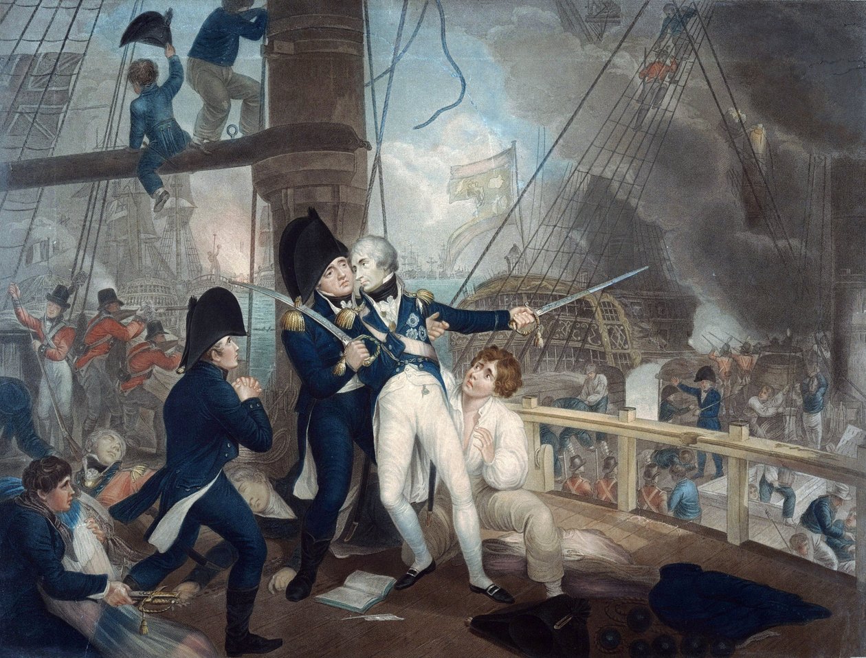 La mort de l'amiral Horatio Nelson (1758-1805), a la bataille de