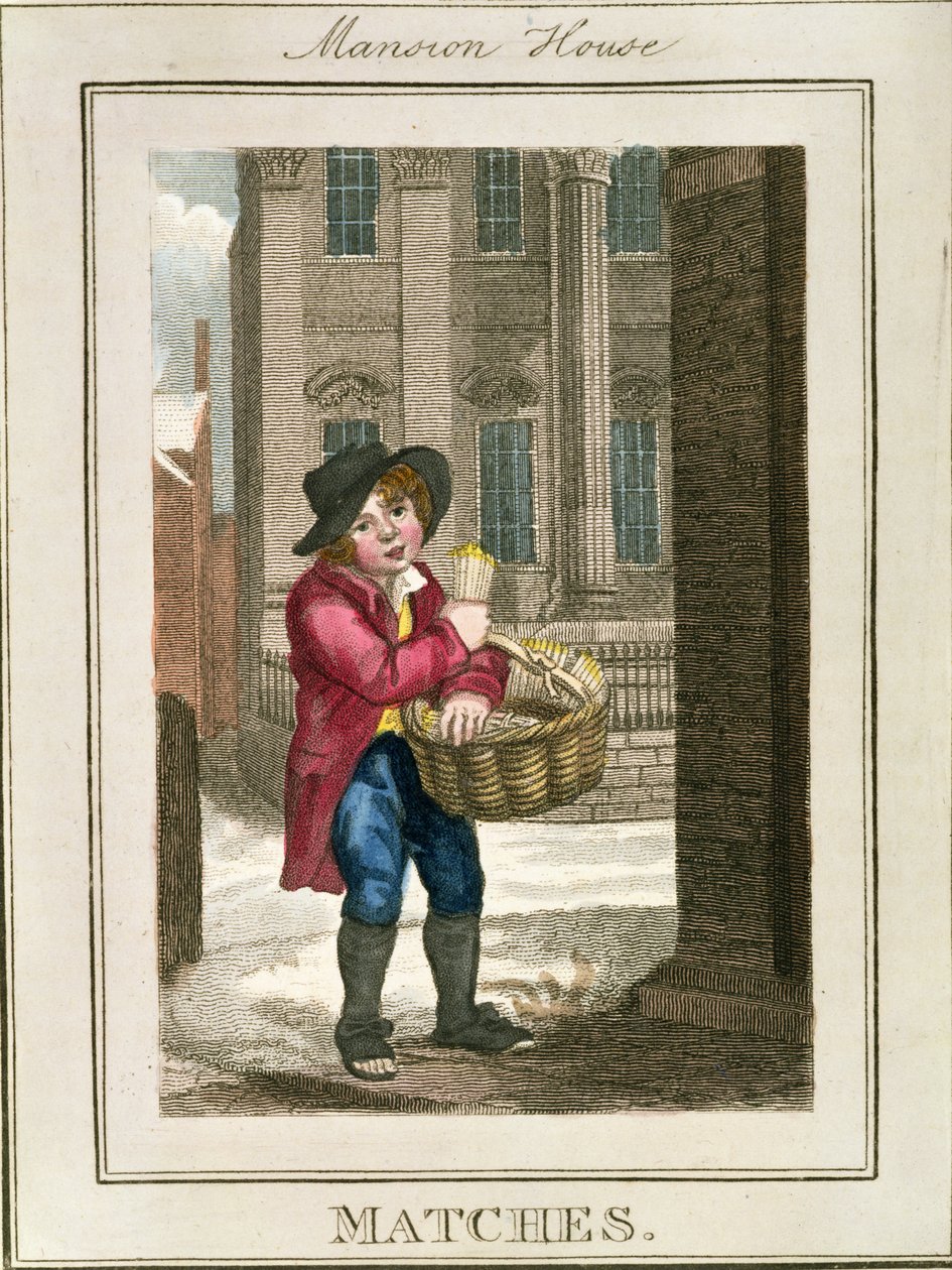 マッチ、Mansion House、「Cries of London」、パブ。リチャード・フィリップス（1778-1851）1804 作： ウィリアム・マーシャル・クレイグ