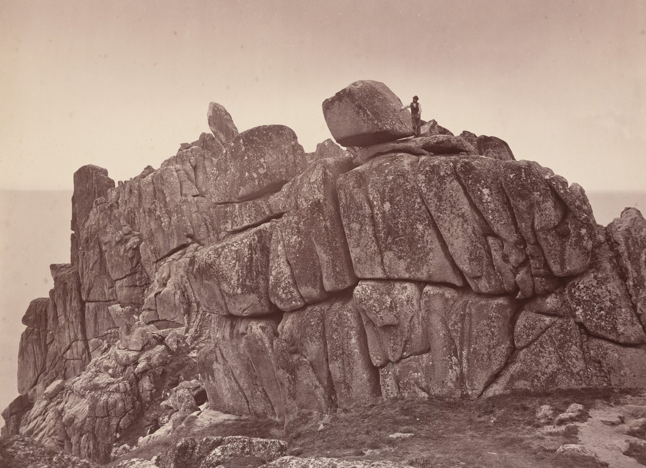 ローガン・ロック、コーンウォール南海岸、1860年代（写真） 作： ウィリアム・メイ