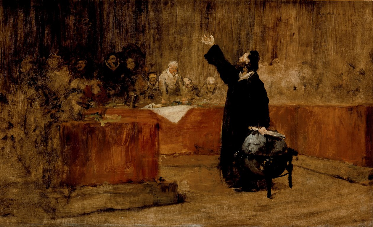 絵画のための習作 - サラマンカ評議会の前のコロンブス（A） 作： ウィリアム・メリット・チェイス