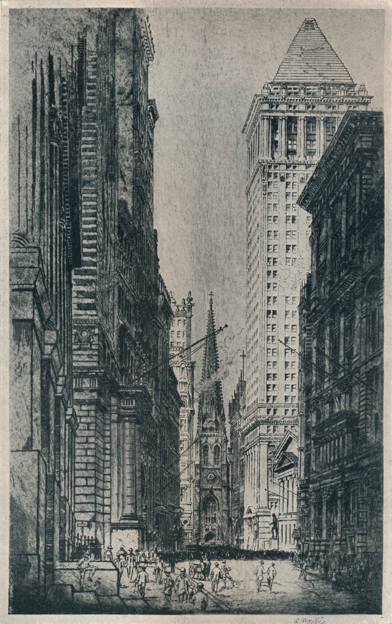 ウォールストリート、ニューヨーク、c1913 作： ウィリアム・モンク