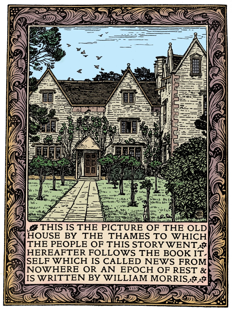 Kelmscott Manor、Gloucestershire、News from Nowhere、c1892 1901の表紙 作： ウィリアム・モリス