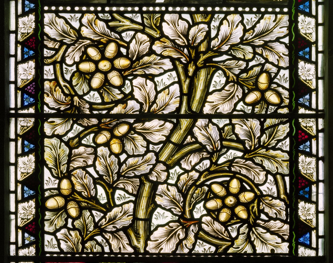 Kirkcaldy Old Kirk、Morris＆Co.、William Morris、Acorns＆Oak Leaves、1886 作： ウィリアム・モリス