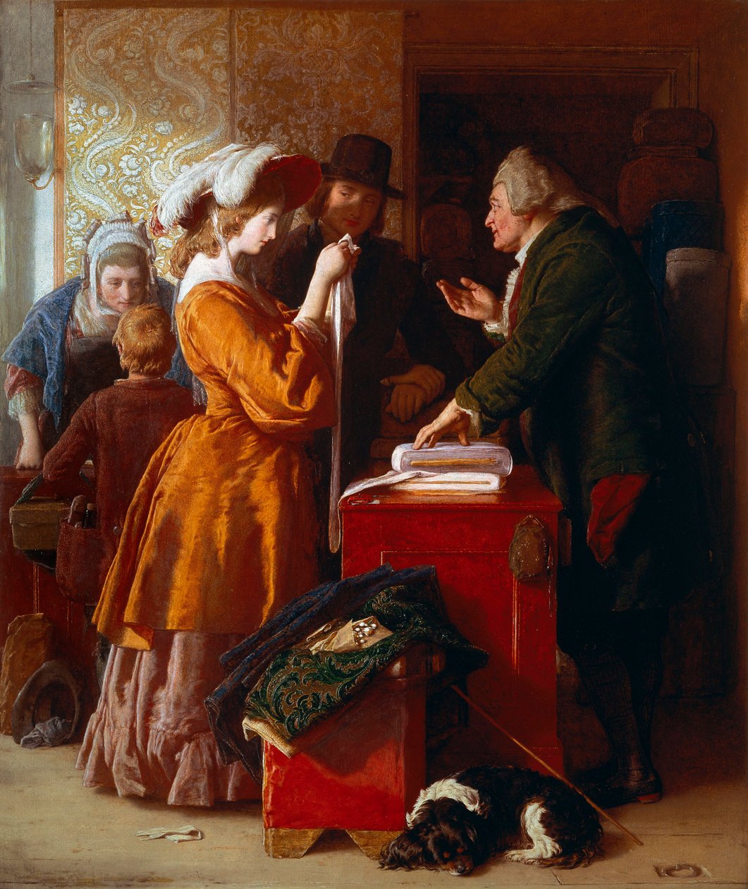 ""ウェディングドレス選び "" 詳細ウィリアム・マルレディ（1786-1863）による絵画。1845.ロンドン。ヴィクトリア・アンド・アルバート博物館 作： ウィリアム・マルレディ