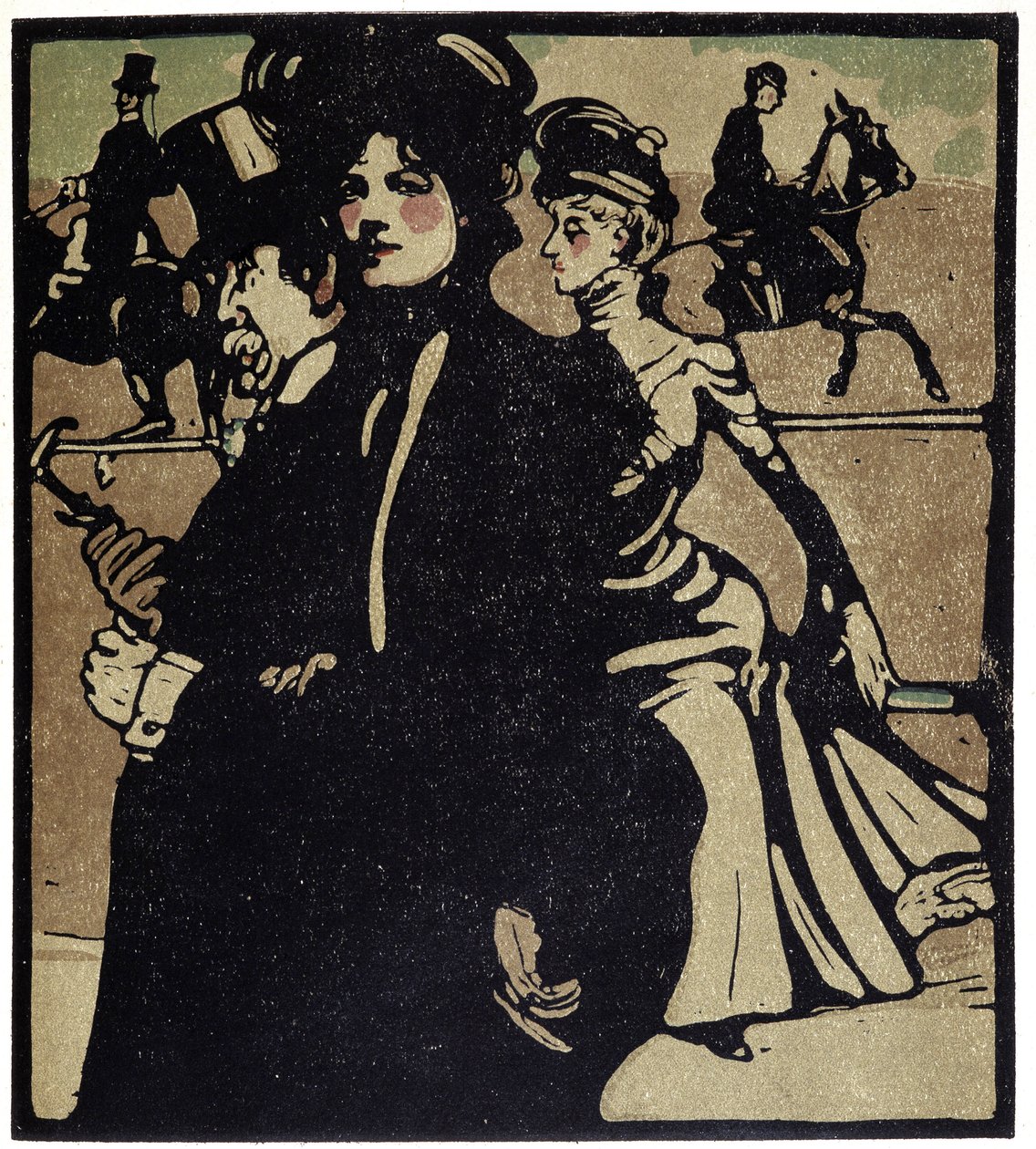 ロンドンのレースでの貴族 - 「「ロンドンの種類」」、ウィリアム・ニコルソン（1872-1949）、エド・フローリー 作： ウィリアム・ニコルソン