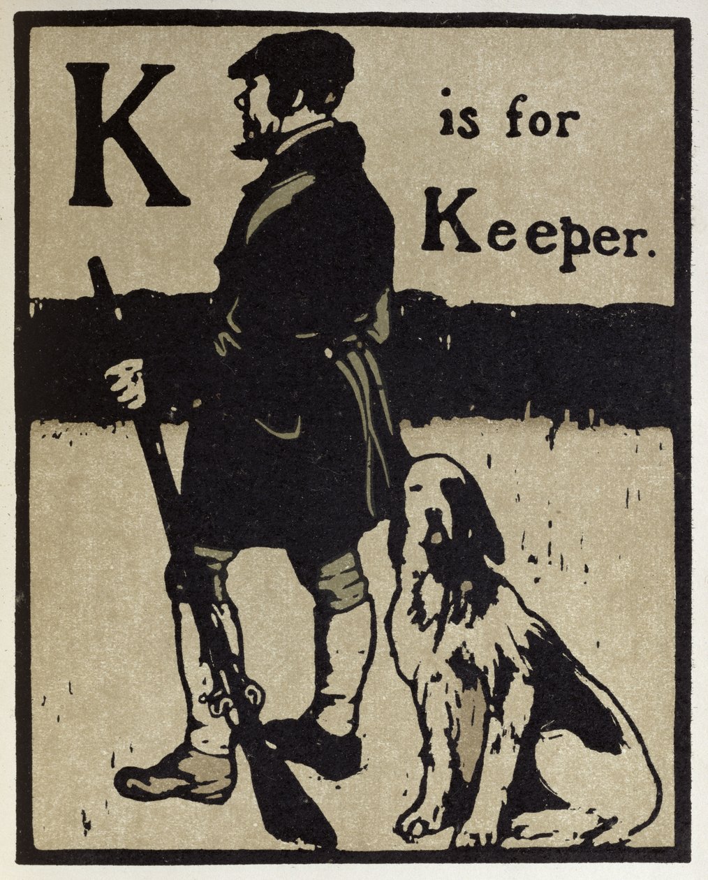 K は Keeper の意味、William Heinemann 発行の「An Alphabet」のイラスト 作： ウィリアム・ニコルソン