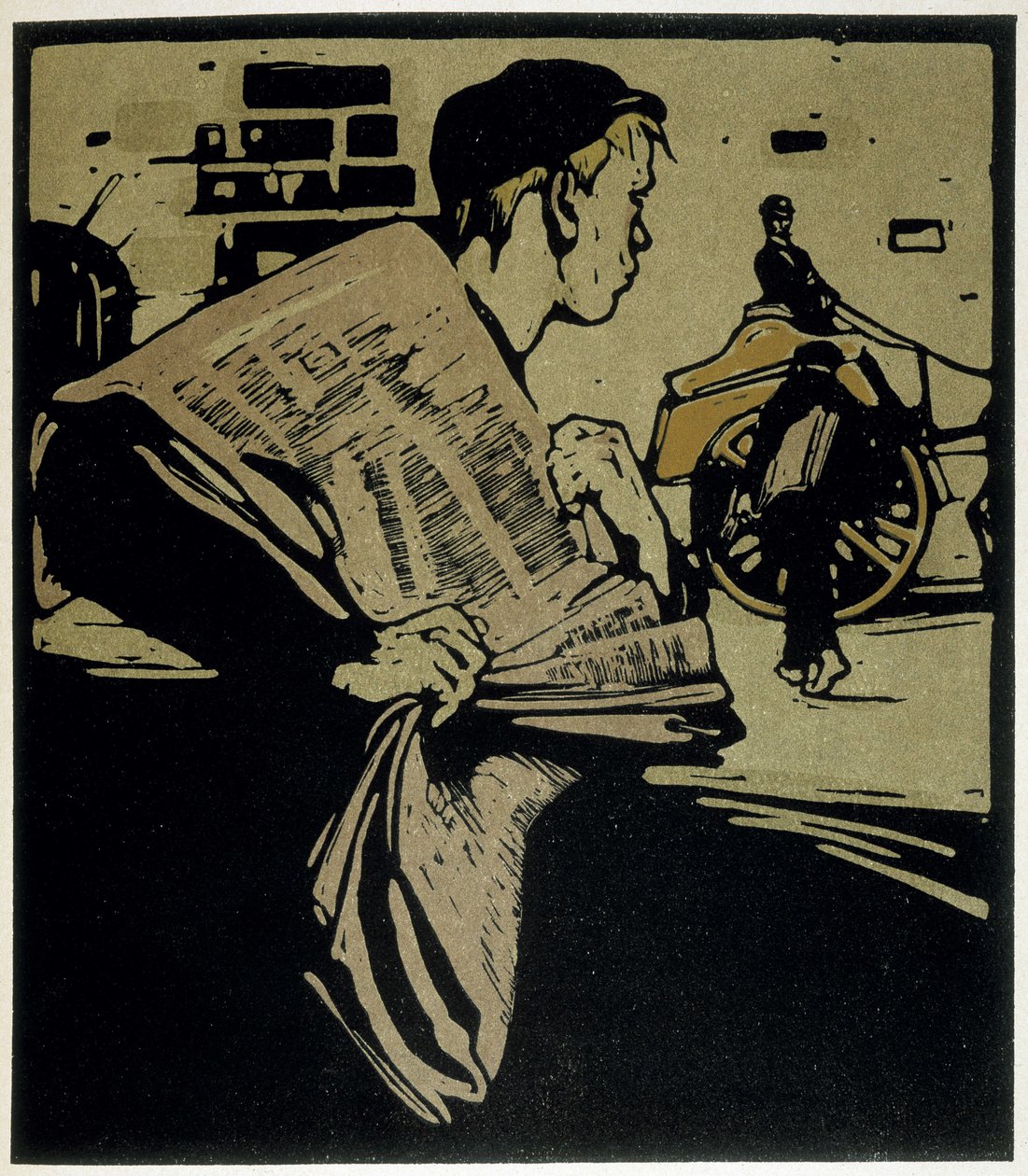Newspaper Crier、ロンドン - 「「ロンドンの種類」」、William Nicholson (1872-1949)、ed Floury 作： ウィリアム・ニコルソン