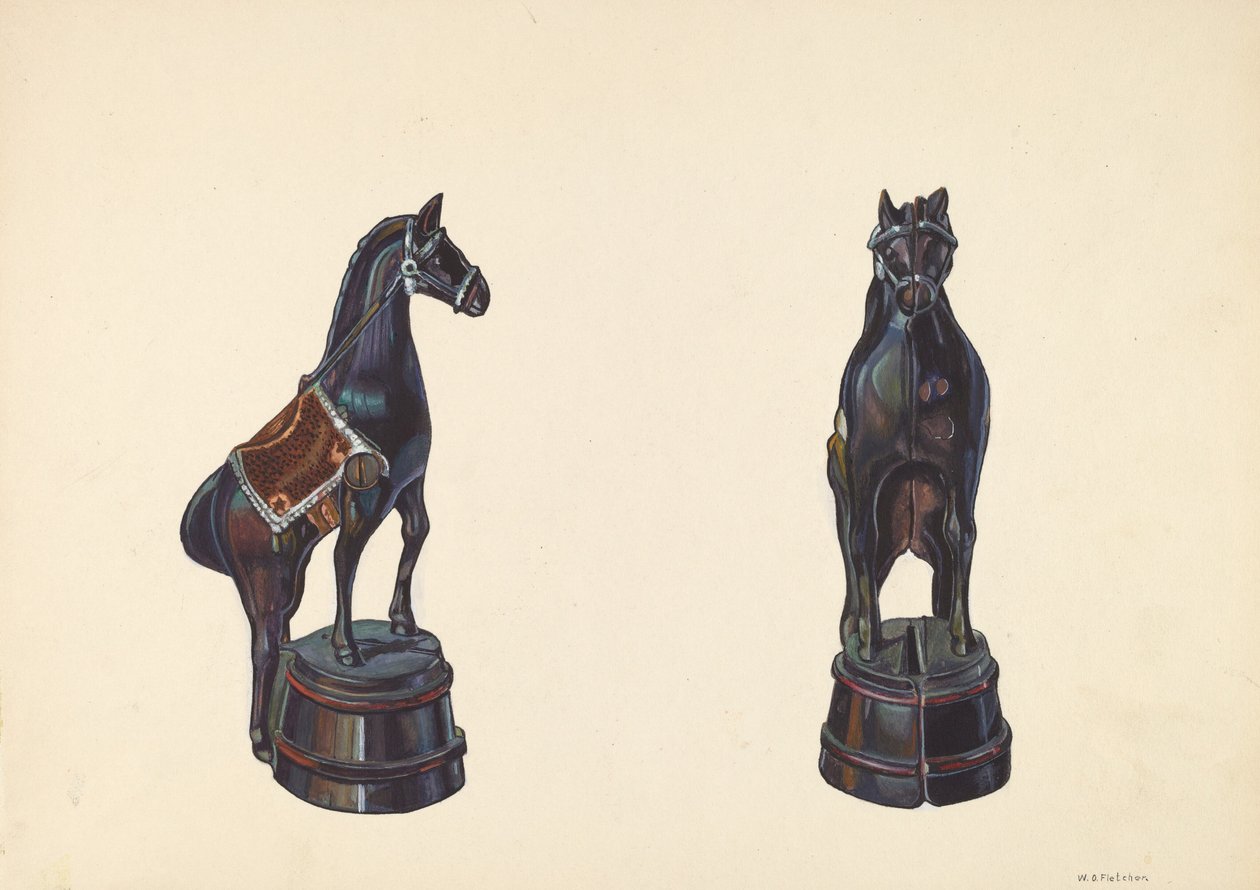 バレルバンクに乗った馬、1938年頃 作： ウィリアムO.フレッチャー