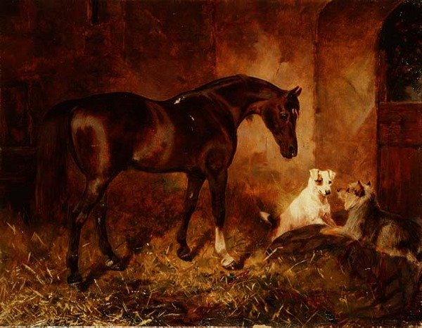 In the Stable（油彩・キャンバス） 作： ウィリアム・オズボーン