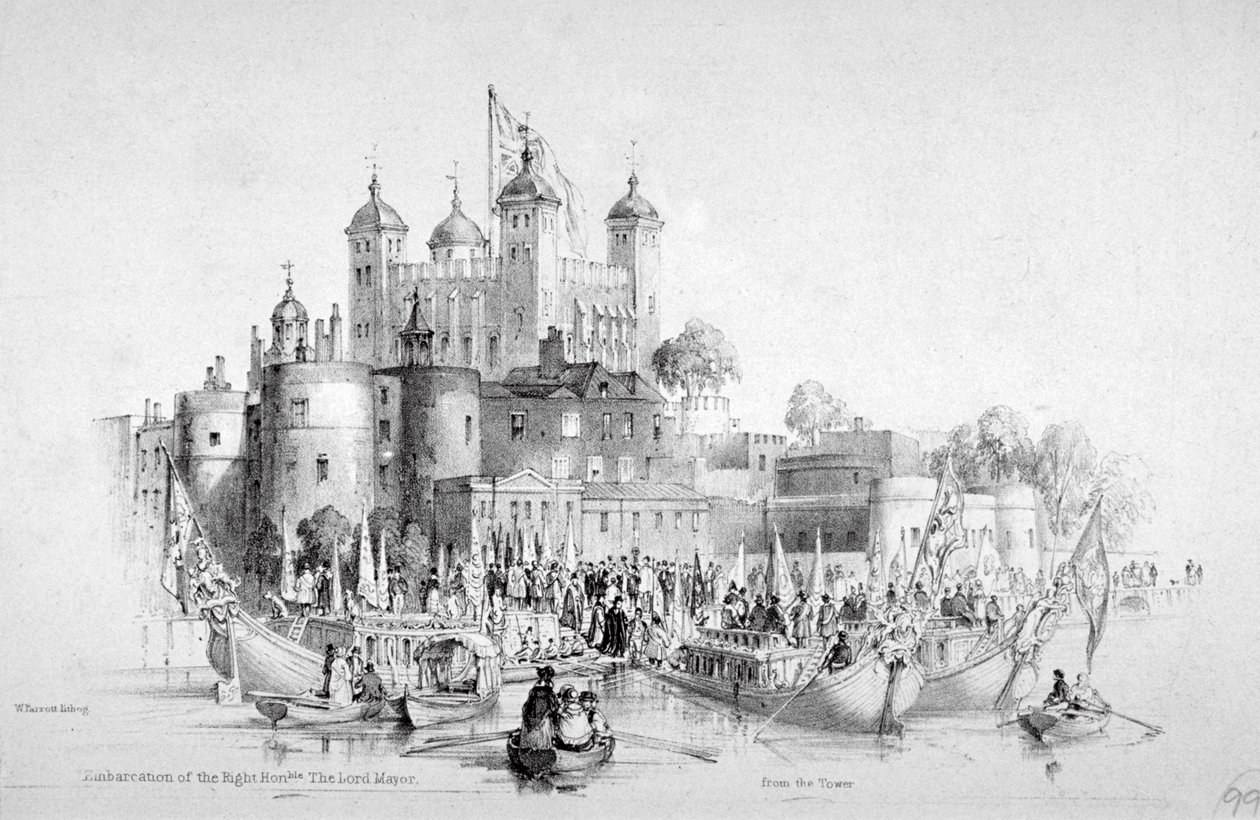 1840年、ロンドン塔から乗船するトーマス・ジョンソン卿とその側近 作： ウィリアム・パロット