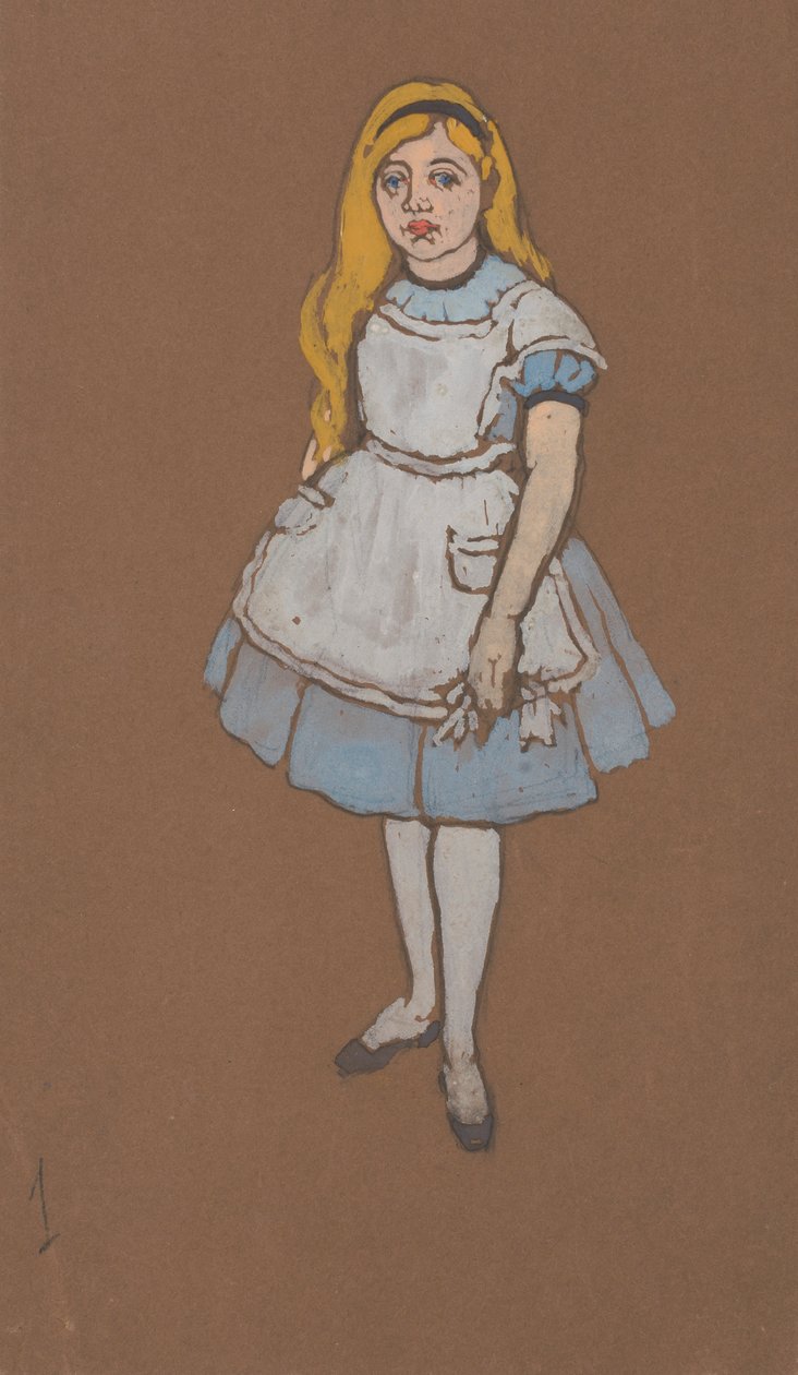トールペイント　不思議の国のアリス　ヴィンテージアート アリス・イン・ワンダーランド」のアリスの衣装デザイン 1915年、1915年