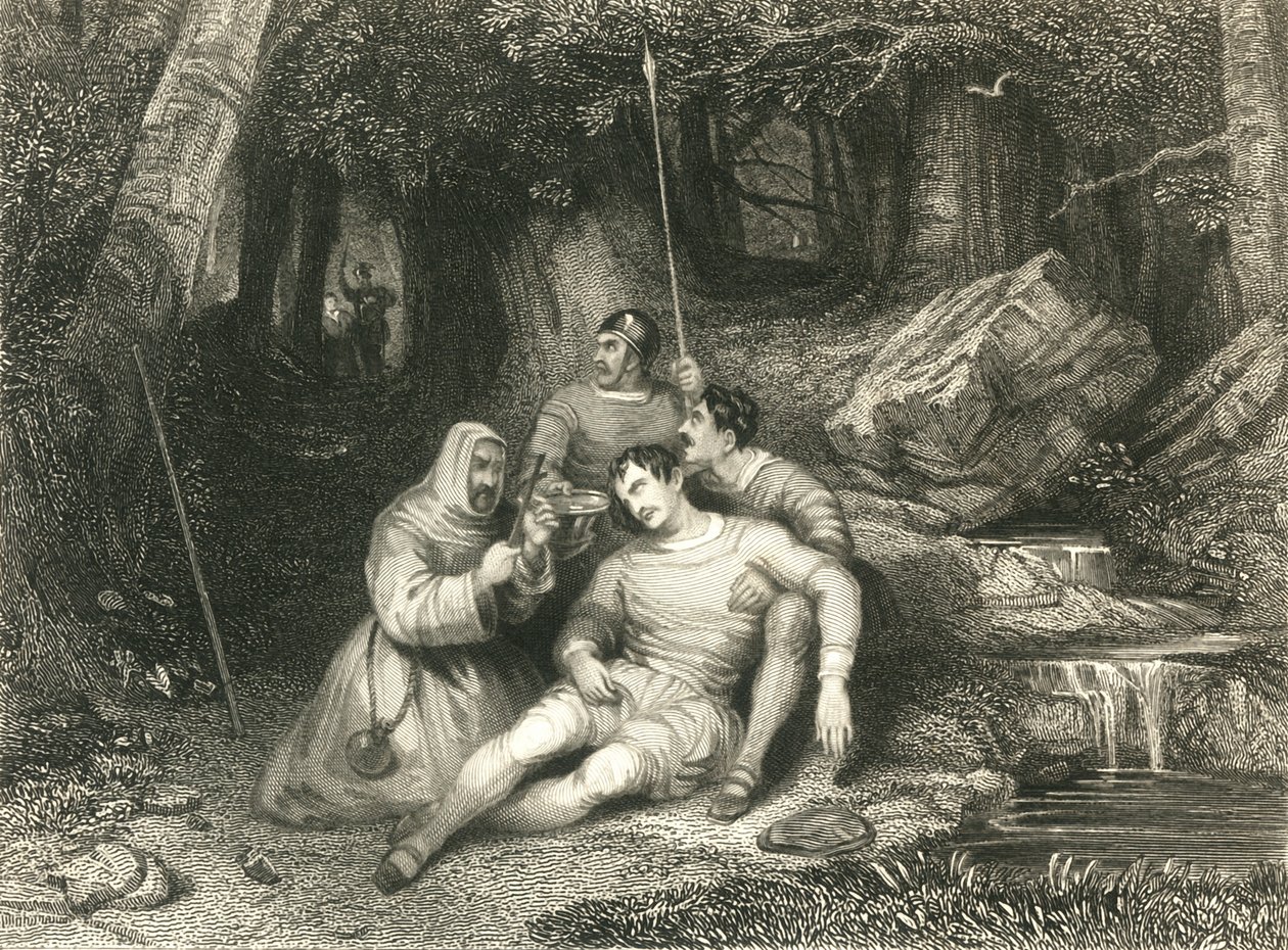 「ルウェリンの死」、c1836 作： ウィリアム・ラドクリフ