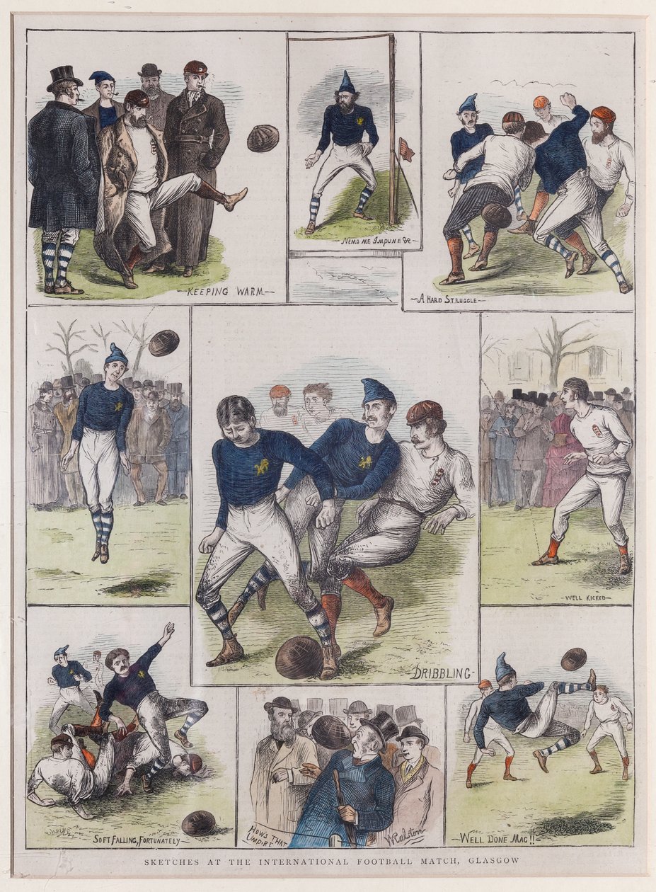国際サッカーの試合でのスケッチ、グラスゴー、1872年 作： ウィリアム・ラルストン
