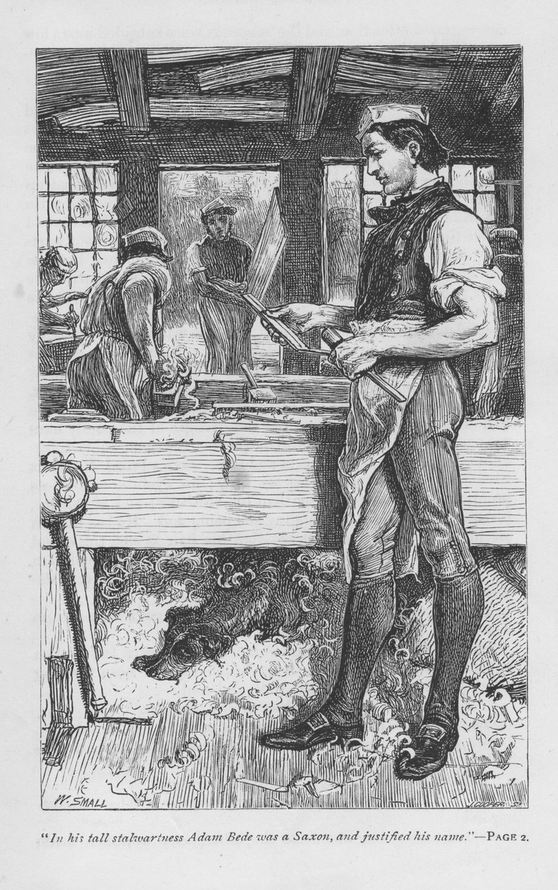 George Eliot、c1885によるAdam Bedeのシーン 作： ウィリアム・スモール