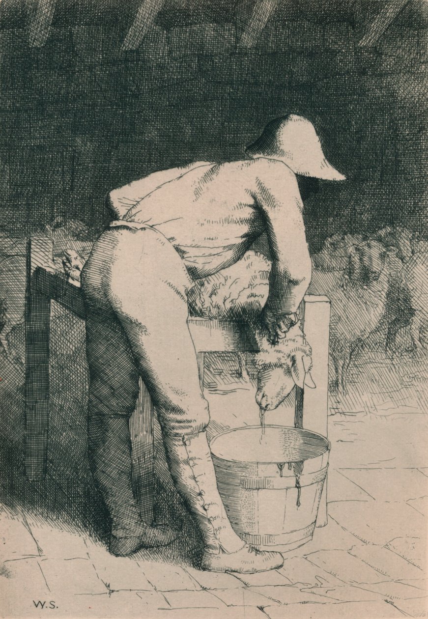 肉屋と羊、c1916 作： ウィリアム・ストランド