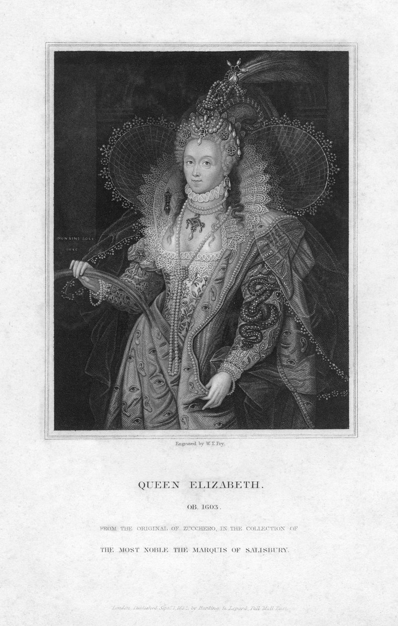 エリザベス1世、イングランドの女王、1832年。 作： ウィリアム・トーマス・フライ