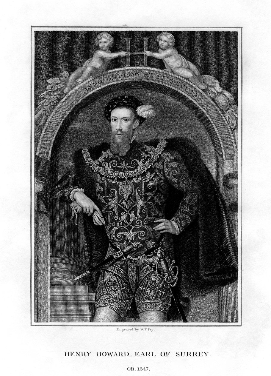 ヘンリーハワード、サリー伯、イギリスの貴族と詩人、1829年。 作： ウィリアム・トーマス・フライ
