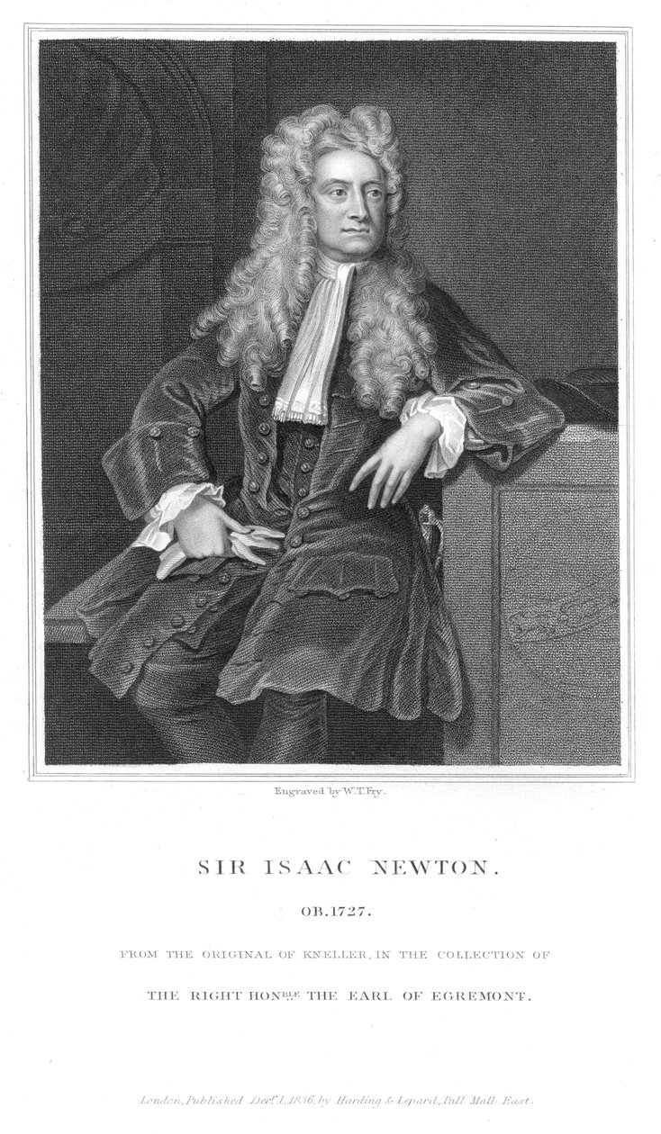 アイザックニュートン、イギリスの数学者および物理学者、1836年 作： ウィリアム・トーマス・フライ
