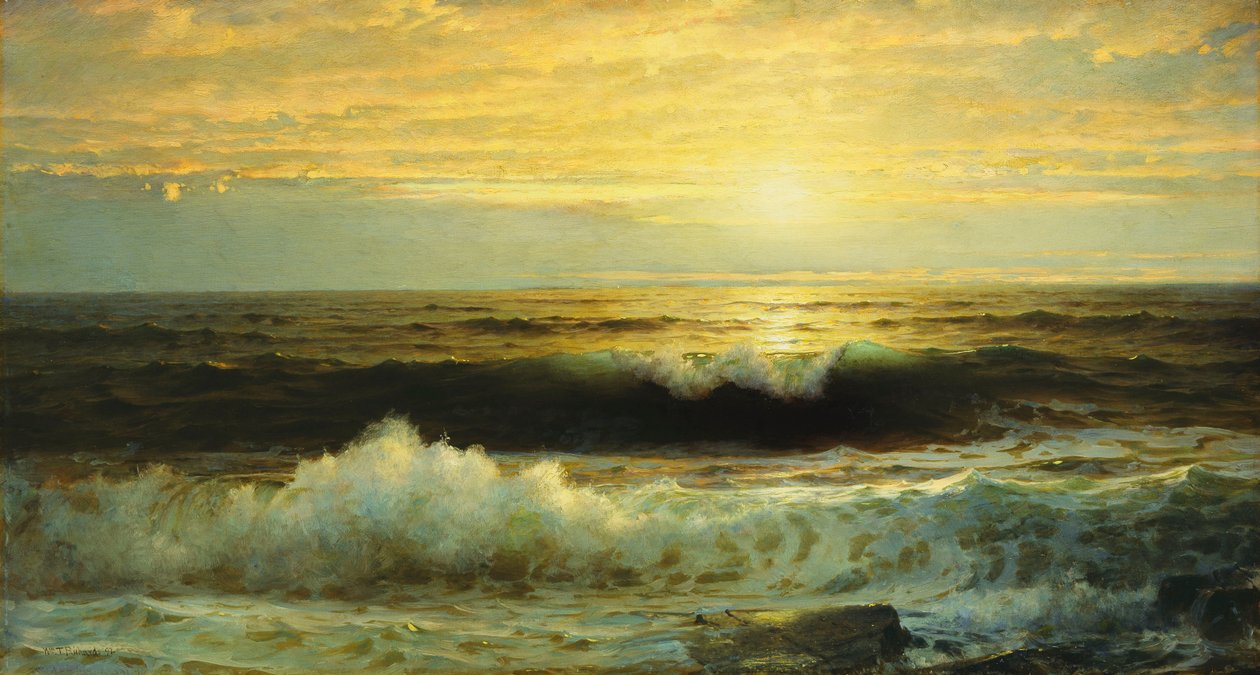 低く沈みゆくオレンジ色の夕日、1897年