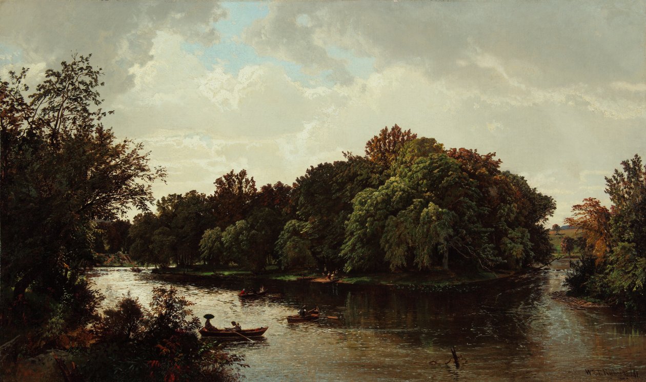 湖の情景、ボート 1861年 （油彩・キャンバス） 作： ウィリアム・トロスト・リチャーズ