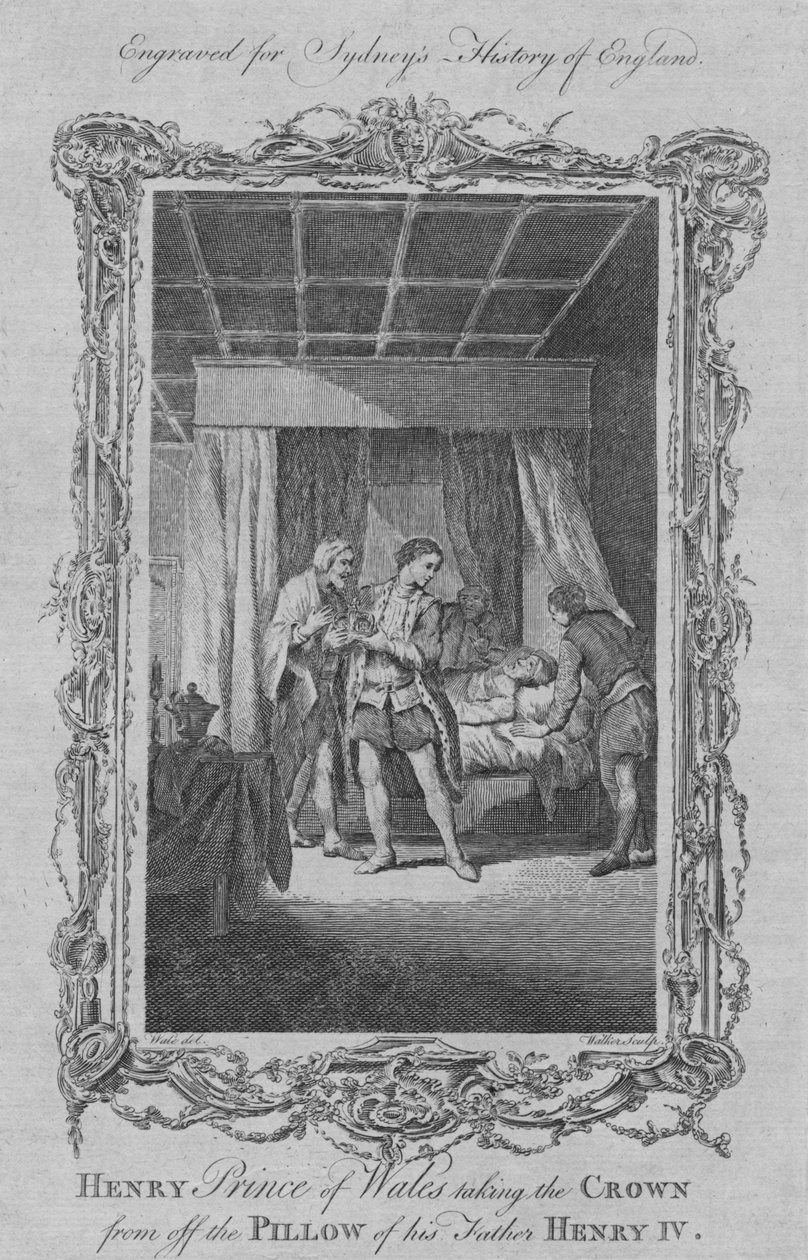 この父親のヘンリー4世の枕元から1773年に王冠を奪ったヘンリープリンスオブウェールズ。 作： ウィリアム・ウォーカー