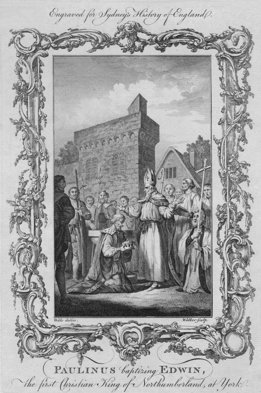 1773年、ヨークでノーサンバーランドの最初のキリスト教王エドウィンにバプテスマを施したパウリヌス。 作： ウィリアム・ウォーカー