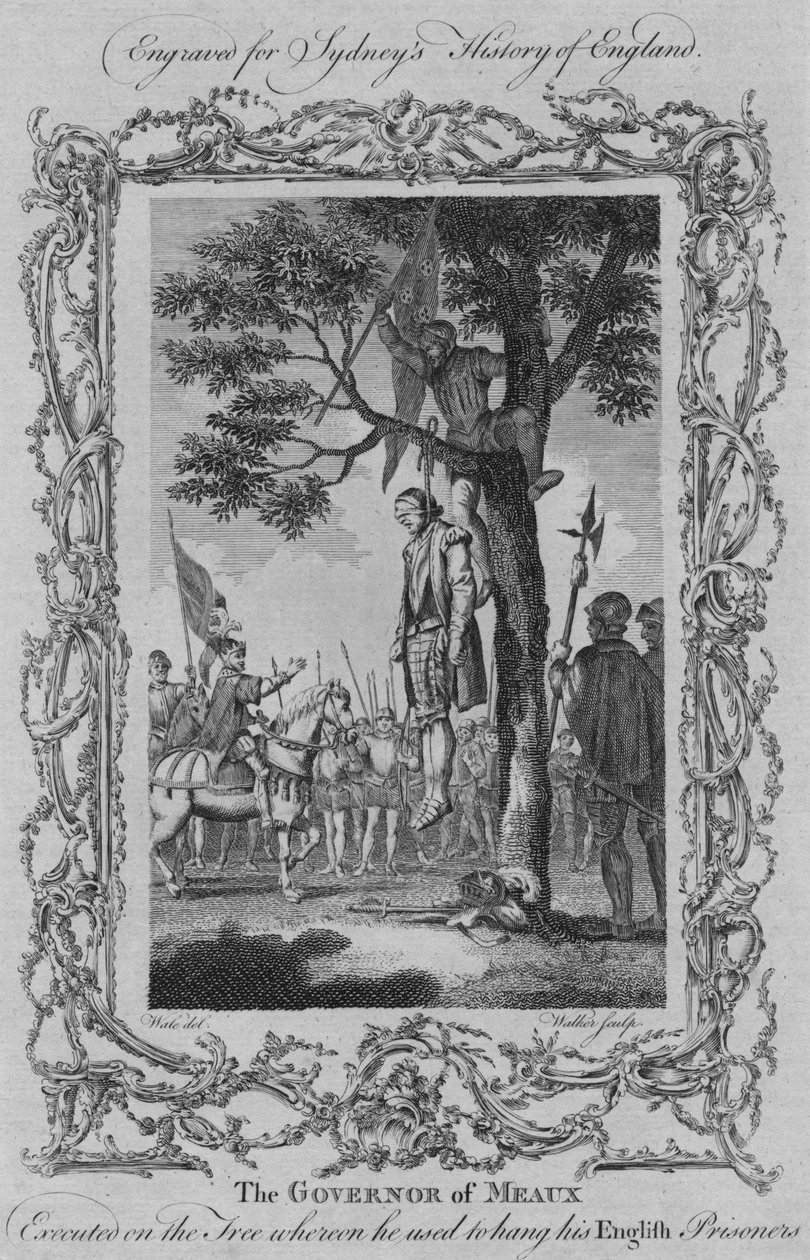 モーの知事は、1773年にイギリスの囚人を絞首刑にした木の上で処刑しました。 作： ウィリアム・ウォーカー