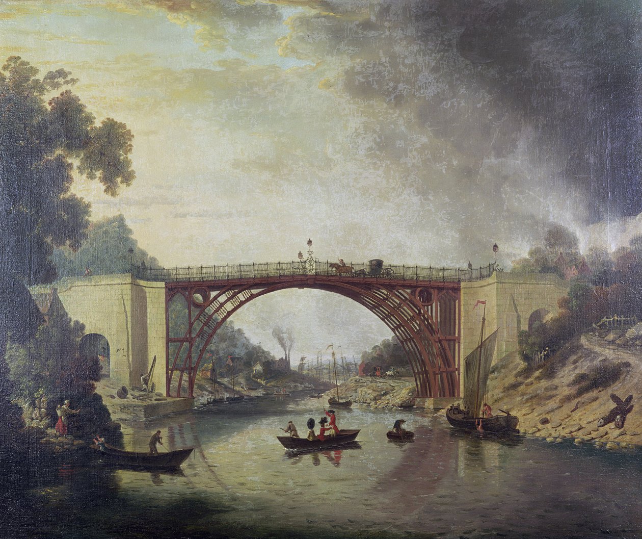 コールブルックデール近くの鋳鉄橋、1780年頃 作： ウィリアム・ウィリアムズ