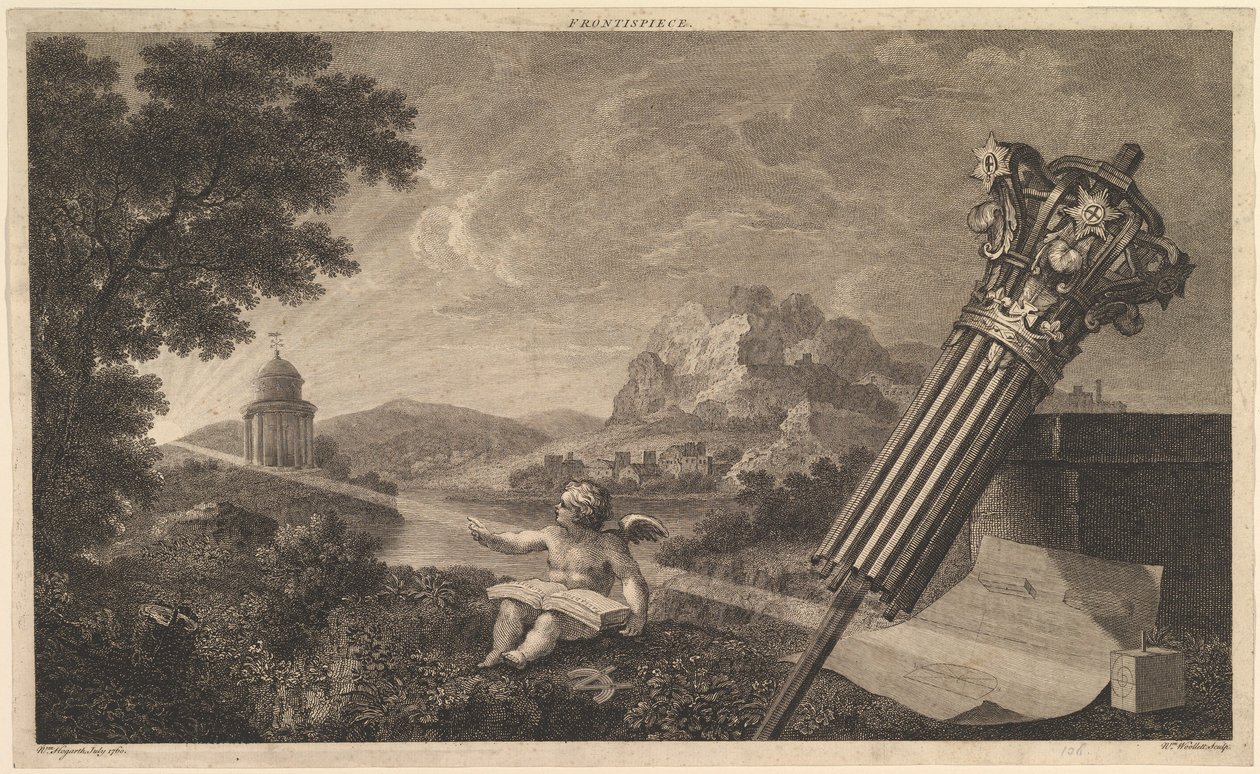 Joshua Kirbys Perspective of Architecture 1761、1760年7月の口絵。 作： ウィリアム・ウーレット