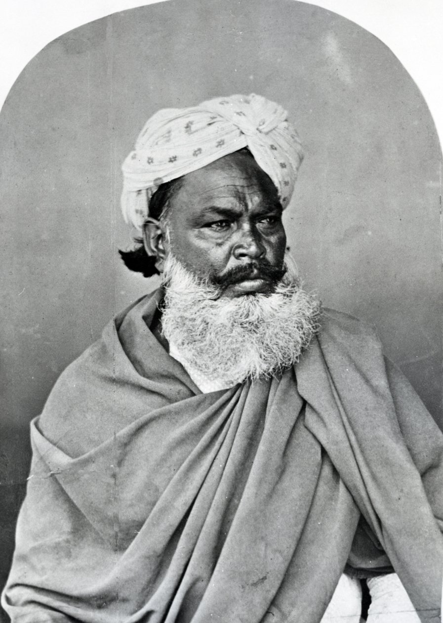「インドの衣装と人々」（1860年頃）のインド人男性の肖像 作： ウィロビーウォーレスフーパー