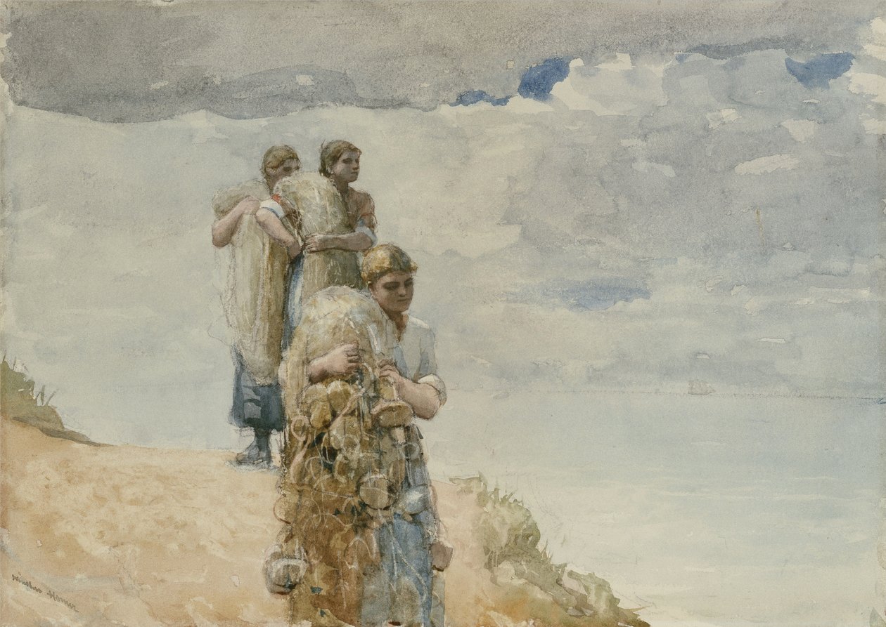 崖の上で、Cullercoats 作： ウィンスロー・ホーマー