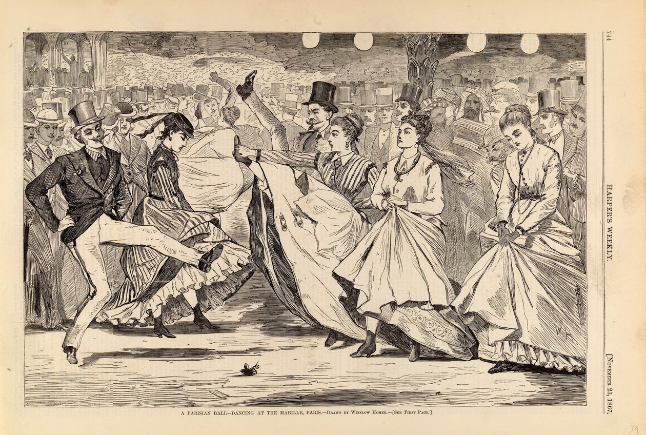 パリの舞踏会--パリのマビーユでのダンス（『ハーパーズ・ウィークリー』1867年11月23日号より 作： ウィンスロー・ホーマー