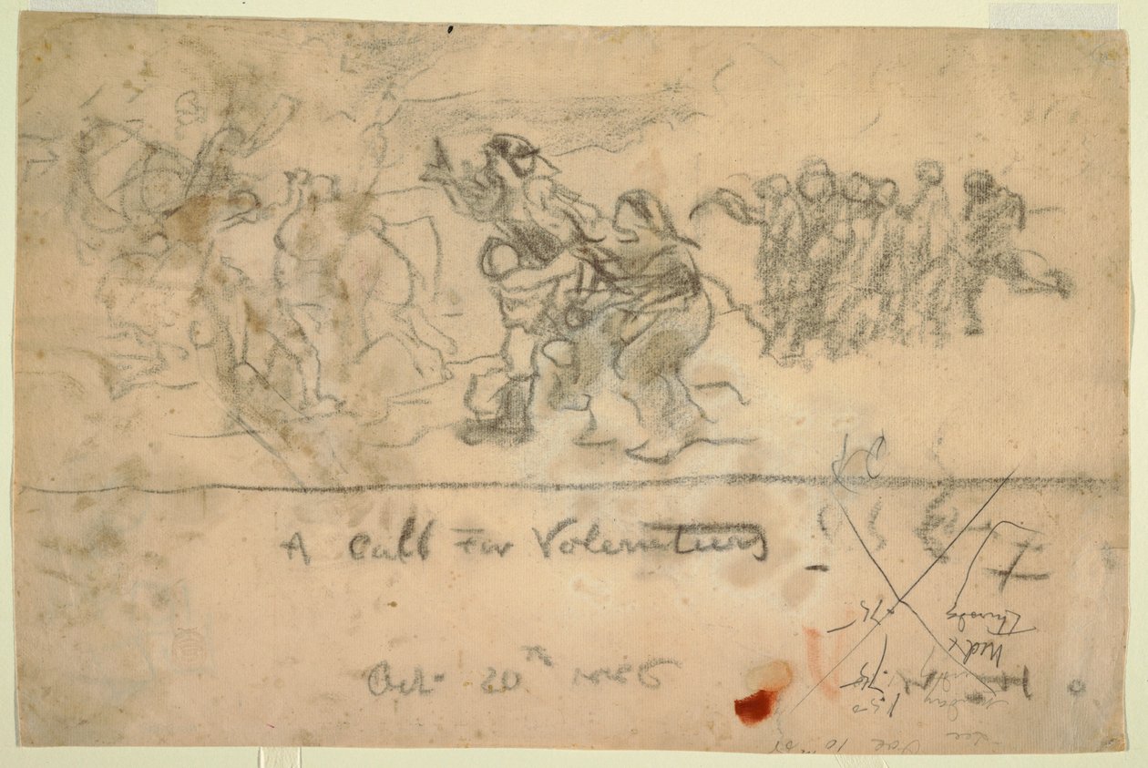 1886年10月20日、ボランティア募集の図面 作： ウィンスロー・ホーマー