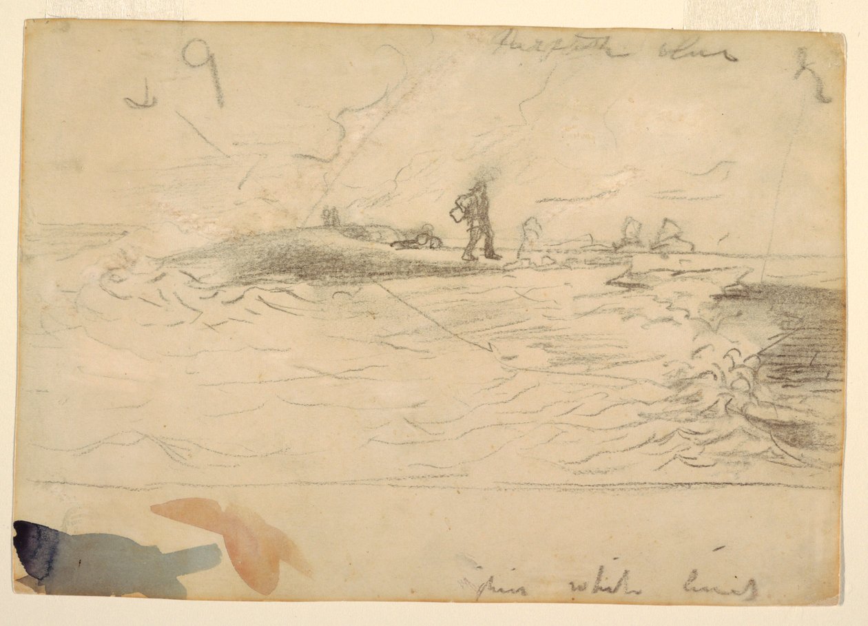 素描、浜辺の風景、イギリス、1881-82年 作： ウィンスロー・ホーマー